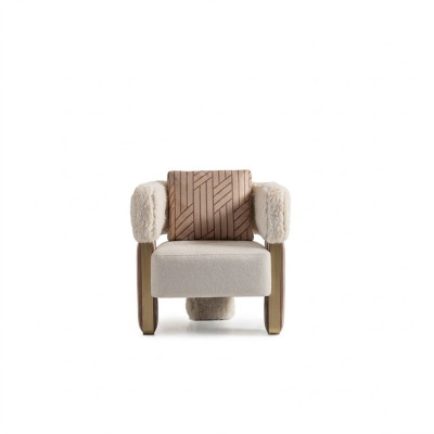 Sessel Einsitzer Clubsessel Weiß Stoff Sitz Wohnzimmer Cocktailsessel