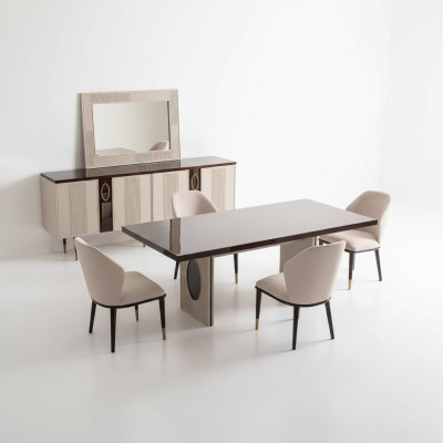 Luxus Esszimmer Essgruppe Essecke Esstisch Stühle Beige Set 9tlg Holz
