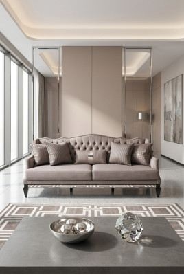 Chesterfield Sofa 3 Sitzer Stoffsofa Grau Dreisitzer Polstersofa Stoff