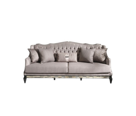 Chesterfield Sofa 3 Sitzer Stoffsofa Grau Dreisitzer Polstersofa Stoff