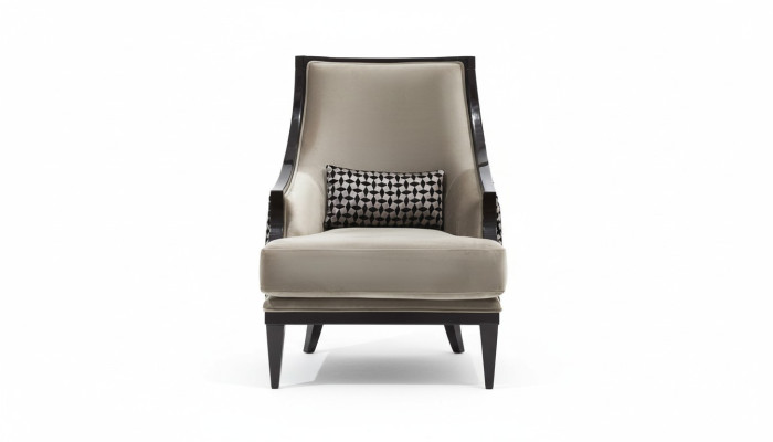 Sessel Ohrensessel Einsitzer Sitzer Stoff Grau Wohnzimmer Klassischе