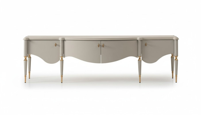 Sideboard RTV Lowboard TV Ständer Beige Holz Wohnzimmer Tisch Schrank