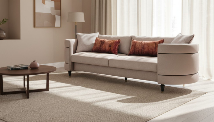 Stoffsofa Viersitzer Sofa 4 Sitzer Polstersofa Grau Modern Design
