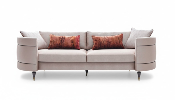 Stoffsofa Viersitzer Sofa 4 Sitzer Polstersofa Grau Modern Design