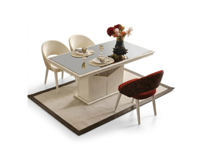 Esszimmertisch Esstisch Tisch Esszimmer Essecke Beige Holz Gold Luxus