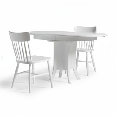 Garnitur Essgruppe Holz Esszimmer Esstisch Stühle 5tlg Weiß Essecke
