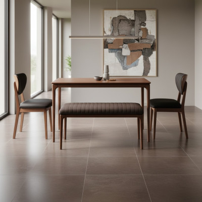 Essecke Garnitur Essgruppe Holz Esszimmer Esstisch Stühle 3tlg Braun