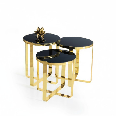 Gruppe Beistelltische Kaffeetische Sofatische 3tlg Couchtische Gold