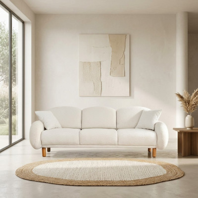 Couch Dreisitzer Sofa 3 Sitzer Stoffsofa Polstersofa Weiß Weiß Moderne