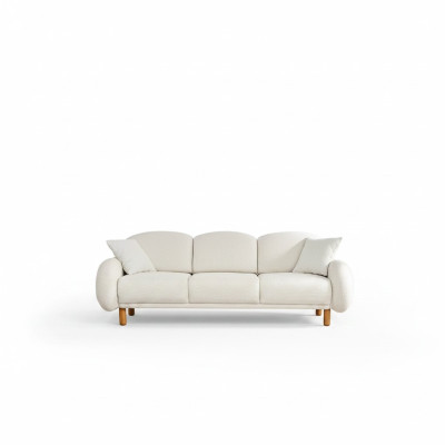 Couch Dreisitzer Sofa 3 Sitzer Stoffsofa Polstersofa Weiß Weiß Moderne