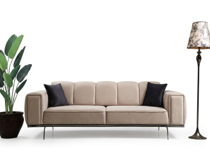 Couch Luxus Stoffsofa Dreisitzer Polstersofa Beige Sofa Stoff 3 Sitz