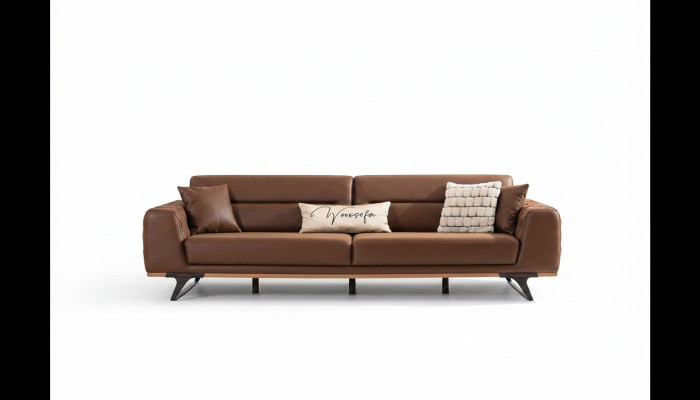 Chesterfield Viersitzer Couch Kunstleder Braun Sofa 4 Sitzer Polster