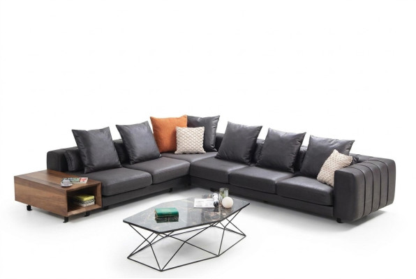 Eckgarnitur Ecksofa L form Polstersofa Stoffsofa Couch Grau Sofa Tisch