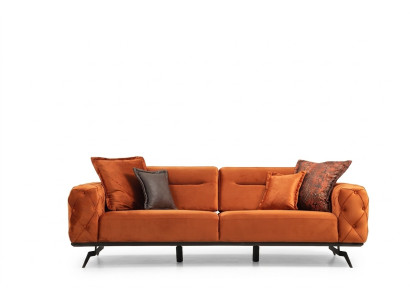 Dreisitzer Couch Orange Sofa 3 Sitzer Polster Stoffsofa Chesterfield