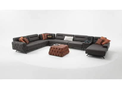 Ecksofa U form Polstersofa Stoffsofa Eckgarnitur Couch Grau Sofa Groß
