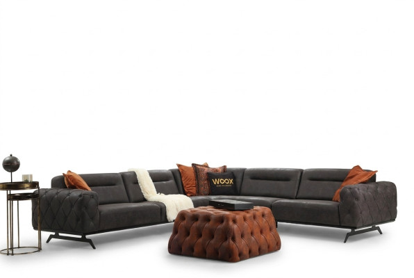 Eckgarnitur Stoffsofa Ecksofa L form Couch Grau Sofa Polstersofa Möbel