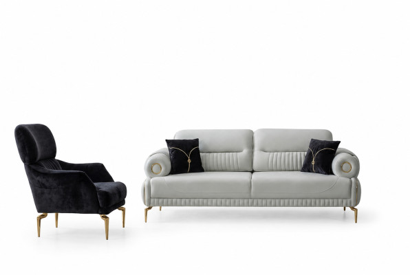 Luxuriöse Polster Sofagarnitur Designer Dreisitzer Edler Einsitzer 2tlg
