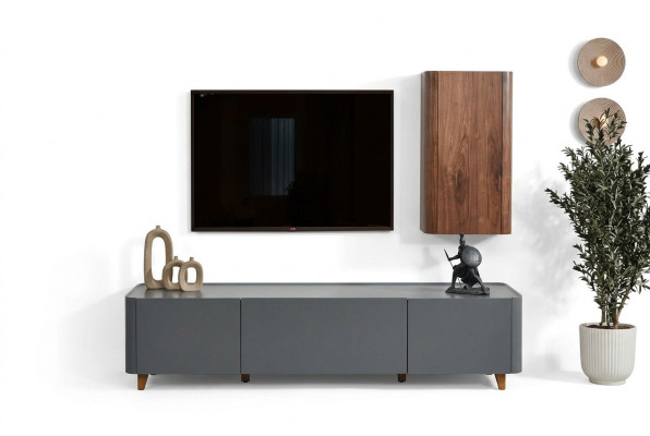 Designer Grauer Sideboard Luxuriöser Wohnzimmer TV-Ständer Lowboard