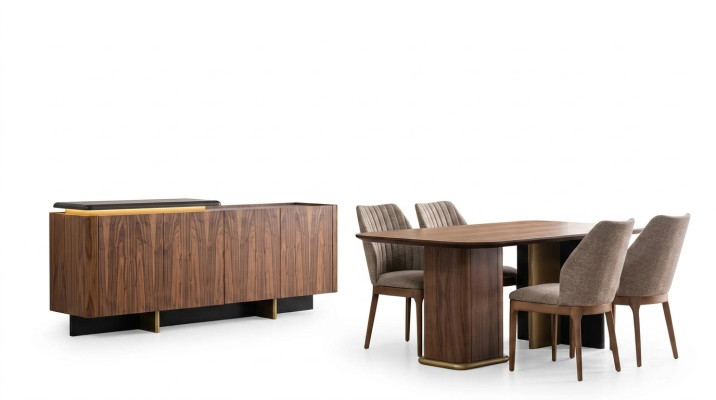 Esszimmer Garnitur Essgruppe Esstisch Stühle Holz 8tlg Braun Anrichte