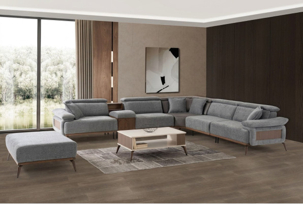 Ecksofa L form Stoffsofa Polstersofa Couch Sofa Blau Moderne Stoff