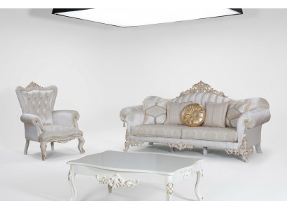 Luxuriöse Sofagarnitur für das Wohnzimmer im klassischen Stil in der Farbe Weiß