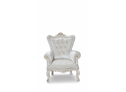 Sessel Weiß Wohnzimmer Textil Design Chesterfield italienischer Stil