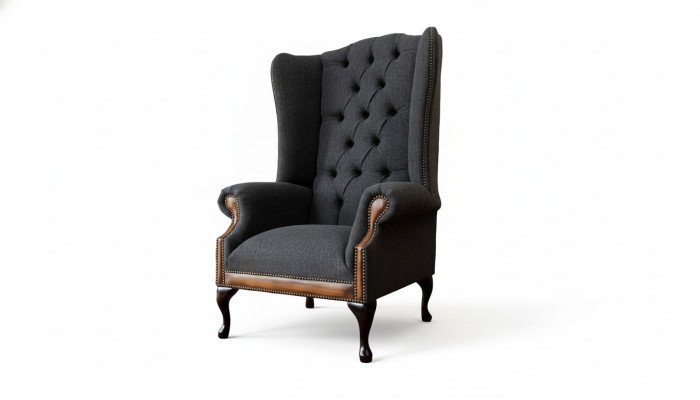 Chesterfield Sessel Grau Wohnzimmer Klassische Textil Ohrensessel Möbel