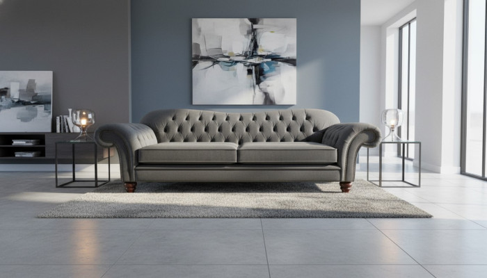 Chesterfield 3 Sitzer Textil Design Sofa Couch Polster Couchen Luxus