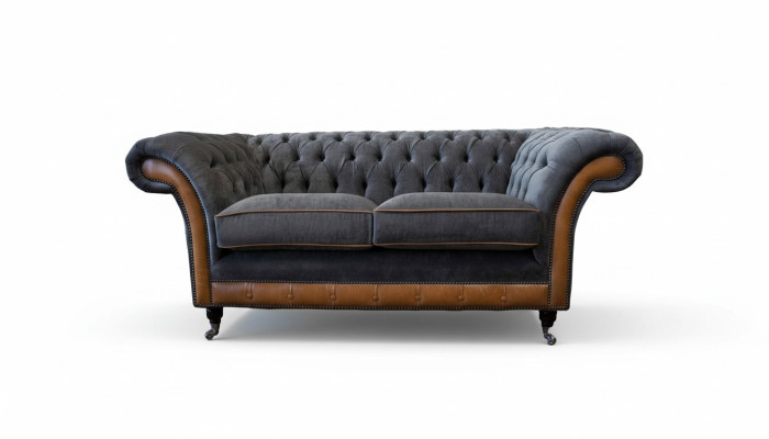 Chesterfield Luxus 2 Sitzer Couch Polster Sofa Zweisitzer Leder Couchen