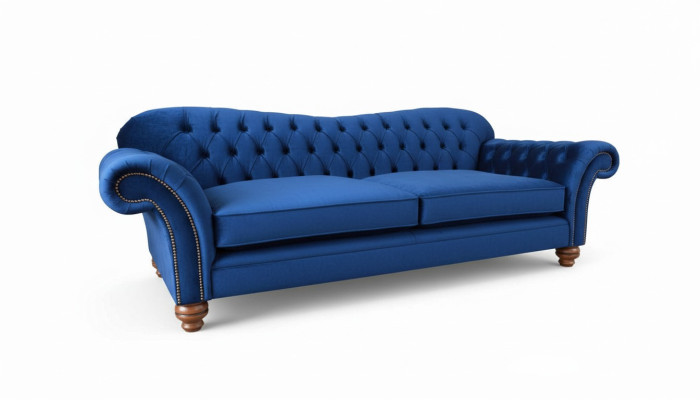 Dreisitzer Sofa 3 Sitzer Sofas Blau Stoff Wohnzimmer Luxus Sitz xxl big