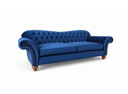 Dreisitzer Sofa 3 Sitzer Sofas Blau Stoff Wohnzimmer Luxus Sitz xxl big