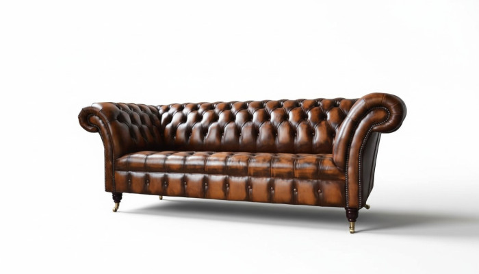 Chesterfield 3 Sitzer Sofa Ledersofa Couch Polster Sitz Braun Sofas Neu
