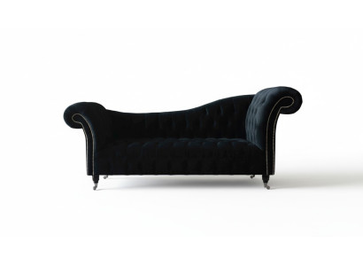 Sofa Luxus Textil Chesterfield Couch Polster 3 Sitzer Garnitur Blau Samt