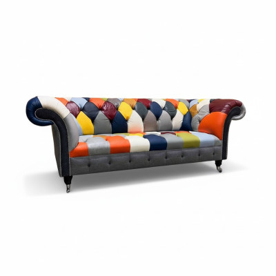 Chesterfield 3 Sitzer Stoff Design Couch Polster Textil Modern Sofa Neu