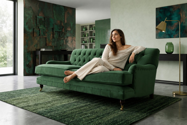 Chesterfield Sofa 3 Sitzer Stoff Couch Polster Sofas Textil Dreisitzer