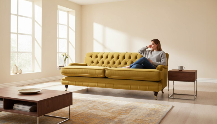 Chesterfield Sofa 3 Sitzer Polster Textil Stoff Couchen Elegante Sofas