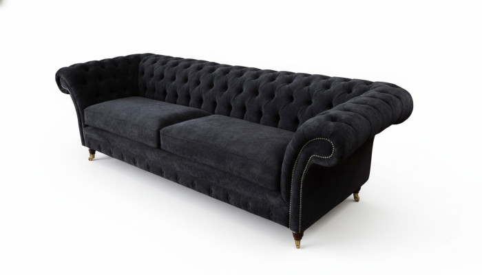 Dreisitzer Couch Polster Schwarz Sofa 3 Sitz Sofas Zimmer Möbel Design