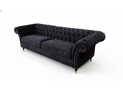 Dreisitzer Couch Polster Schwarz Sofa 3 Sitz Sofas Zimmer Möbel Design