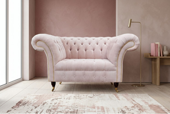 Sessel Polster Sofa Textil Chesterfield Couchen 1 Sitzer Einsitzer Rosa