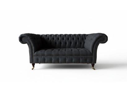 Design Chesterfield Stoff Couch Sofa 2 Sitzer Polster Textil Stoff Neu