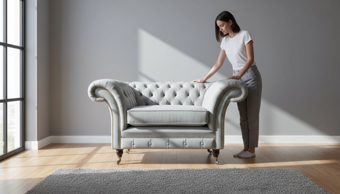 Sessel Polster Sofa Textil Chesterfield Couchen 1 Sitzer Einsitzer Grau