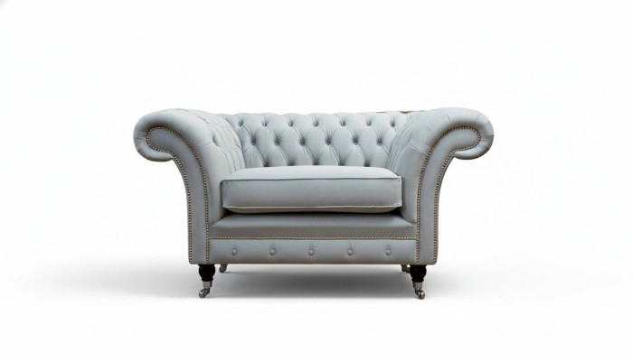 Sessel Polster Sofa Textil Chesterfield Couchen 1 Sitzer Einsitzer Grau