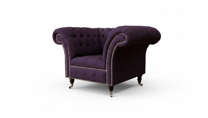 Sessel Einsitzer Luxus 1 Sitz Sitz Design Textil Lila Stoff Chesterfield