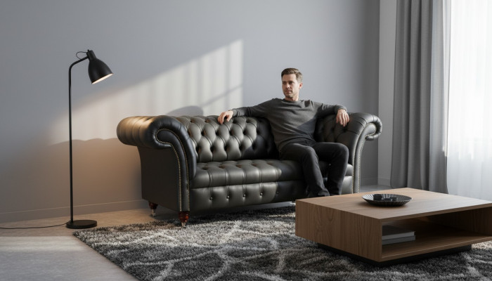 Chesterfield Ledersofa Couch Polster 2 Sitzer Designer Sofas Couchen