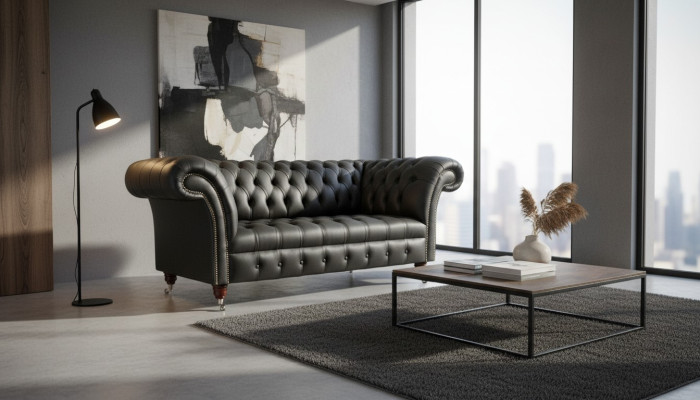 Chesterfield Ledersofa Couch Polster 2 Sitzer Designer Sofas Couchen
