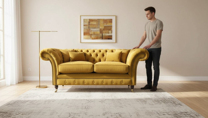Sofa 2 Sitzer Couch Polster Sofa Textil Stoff Chesterfield Couchen Neu