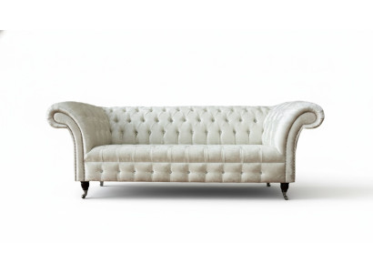 Dreisitzer Weiß Stoff Wohnzimmer Design Couchen Sofa Chesterfield Couch
