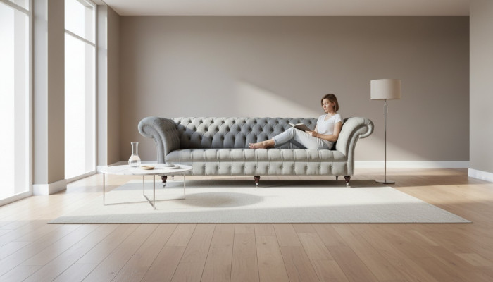 Grau Viersitzer Sofa Stoff Wohnzimmer Design Couchen Polster Sofas Neu