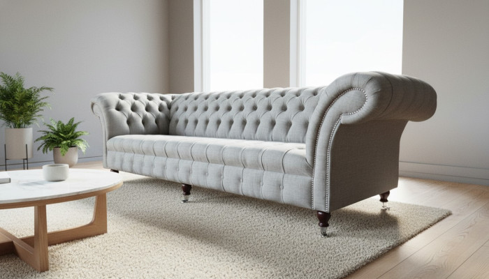 Grau Viersitzer Sofa Stoff Wohnzimmer Design Couchen Polster Sofas Neu