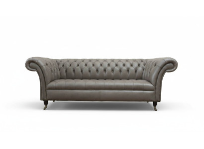 Graue Chesterfield englisch klassischer Stil Sofa Couch 3 Sitz Polster 230cm